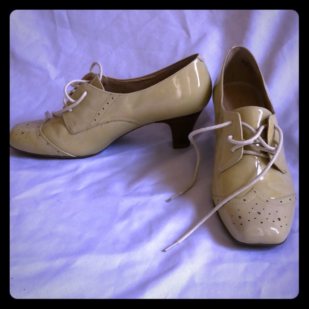 Unique, Comfy Real Patent Leather Oxford Heels